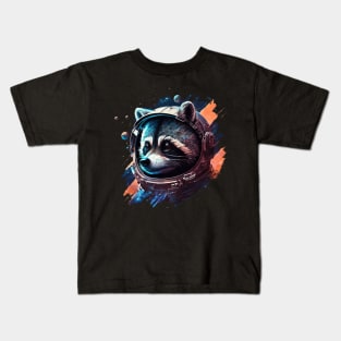 raccoon in space Kids T-Shirt